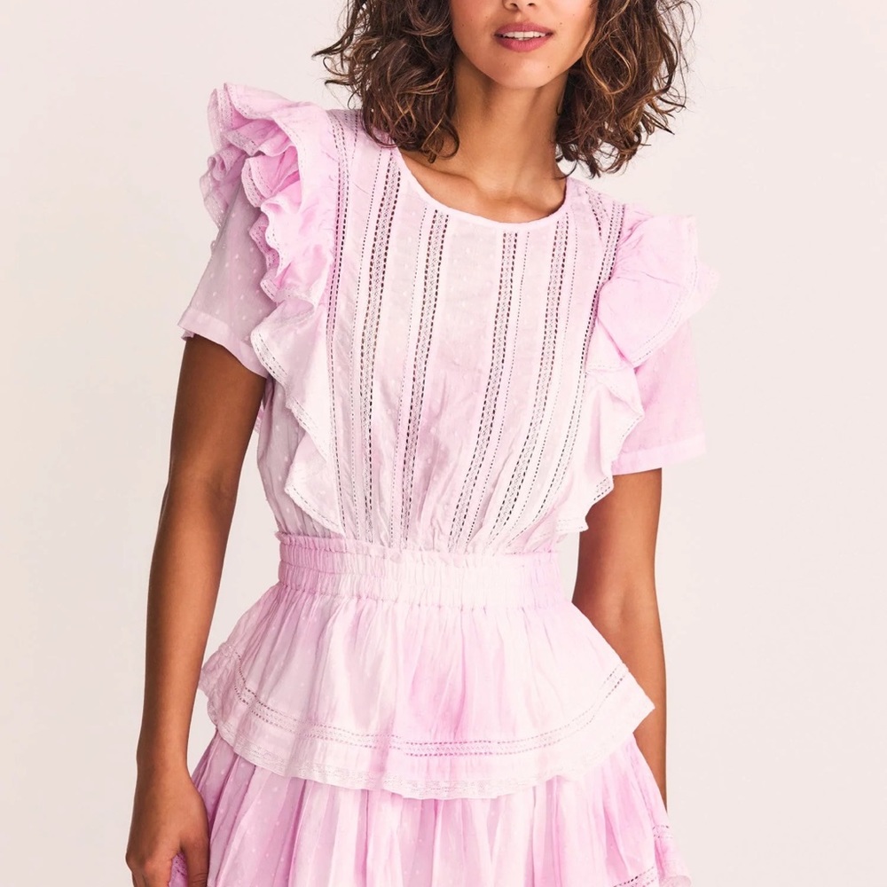 BRAND NEW LoveShackFancy Natasha pink dress in pink size L